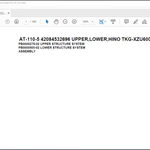 Tadano Crane AT-110-5 42084532696 UPPER,LOWER,HINO TKG-XZU600X-TYMMC6 Spare Parts Catalog Manual - PDF DOWNLOAD