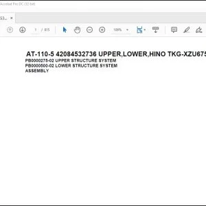 Tadano Crane AT-110-5 42084532736 UPPER,LOWER,HINO TKG-XZU675M-TQMQC3 Spare Parts Catalog Manual - PDF DOWNLOAD