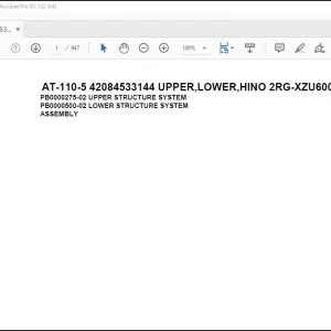 Tadano Crane AT-110-5 42084533144 UPPER,LOWER,HINO 2RG-XZU600X-TYFMX6 Spare Parts Catalog Manual - PDF DOWNLOAD