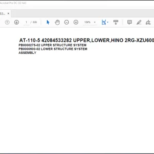 Tadano Crane AT-110-5 42084533282 UPPER,LOWER,HINO 2RG-XZU600X-TYFMX6 Spare Parts Catalog Manual - PDF DOWNLOAD