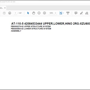 Tadano Crane AT-110-5 42084533444 UPPER,LOWER,HINO 2RG-XZU600X-TYTMX6 Spare Parts Catalog Manual - PDF DOWNLOAD