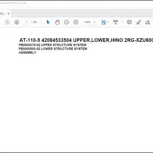 Tadano Crane AT-110-5 42084533504 UPPER,LOWER,HINO 2RG-XZU600X-TYFMX6 Spare Parts Catalog Manual - PDF DOWNLOAD