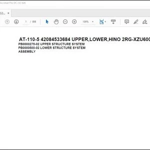 Tadano Crane AT-110-5 42084533684 UPPER,LOWER,HINO 2RG-XZU600X-TYFMX6 Spare Parts Catalog Manual - PDF DOWNLOAD