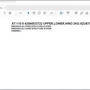 Tadano Crane AT-110-5 42084533722 UPPER,LOWER,HINO 2KG-XZU675M-TQMQX3 Spare Parts Catalog Manual - PDF DOWNLOAD