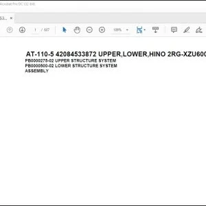 Tadano Crane AT-110-5 42084533872 UPPER,LOWER,HINO 2RG-XZU600X-TYFMX6 Spare Parts Catalog Manual - PDF DOWNLOAD