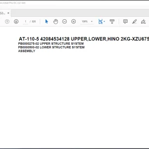 Tadano Crane AT-110-5 42084534128 UPPER,LOWER,HINO 2KG-XZU675M-TQMQX3 Spare Parts Catalog Manual- PDF DOWNLOAD