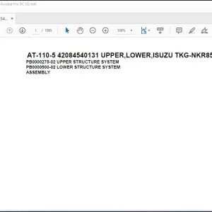 Tadano Crane AT-110-5 42084540131 UPPER,LOWER,ISUZU TKG-NKR85AN-EE5AHY-JM Spare Parts Catalog Manual