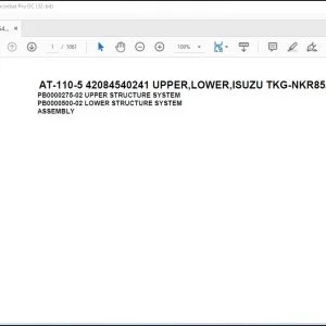 Tadano Crane AT-110-5 42084540241 UPPER,LOWER,ISUZU TKG-NKR85AN-EE5AHY Spare Parts Catalog Manual - PDF DOWNLOAD