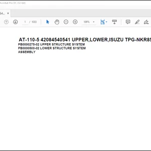 Tadano Crane AT-110-5 42084540541 UPPER,LOWER,ISUZU TPG-NKR85AN-EE5AHY-JM Spare Parts Catalog Manual - PDF DOWNLOAD