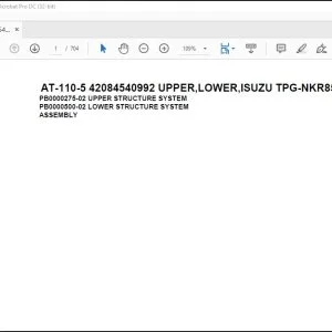 Tadano Crane AT-110-5 42084540992 UPPER,LOWER,ISUZU TPG-NKR85AN-EE5AHY-JM Spare Parts Catalog Manual - PDF DOWNLOAD