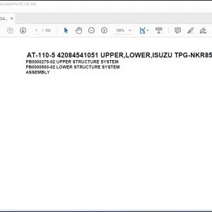 Tadano Crane AT-110-5 42084541051 UPPER,LOWER,ISUZU TPG-NKR85AN-EE5AHY-JM Spare Parts Catalog Manual
