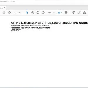 Tadano Crane AT-110-5 42084541153 UPPER,LOWER,ISUZU TPG-NKR85AN-EE5AHY-JM Spare Parts Catalog Manual - PDF DOWNLOAD