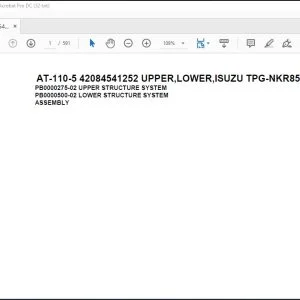 Tadano Crane AT-110-5 42084541252 UPPER,LOWER,ISUZU TPG-NKR85AN-EE5AHY-JM Spare Parts Catalog Manual - PDF DOWNLOAD