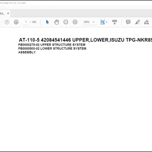 Tadano Crane AT-110-5 42084541446 UPPER,LOWER,ISUZU TPG-NKR85AN-EE5AHY-JM Spare Parts Catalog Manual - PDF DOWNLOAD