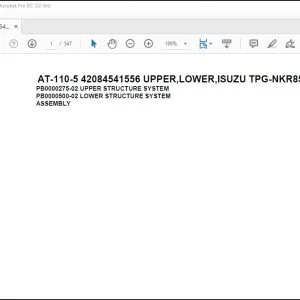 Tadano Crane AT-110-5 42084541556 UPPER ,LOWER, ISUZU TPG-NKR85AN-EE5AHY-JM Spare Parts Catalog Manual - PDF DOWNLOAD