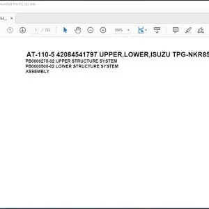 Tadano Crane AT-110-5 42084541797 UPPER,LOWER,ISUZU TPG-NKR85AN-EE5AHY-JM Spare Parts Catalog Manual  - PDF DOWNLOAD