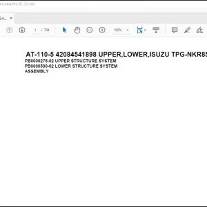 Tadano Crane AT-110-5 42084541898 UPPER,LOWER,ISUZU TPG-NKR85AN-EE5AHY-JM Spare Parts Catalog Manual - PDF DOWNLOAD