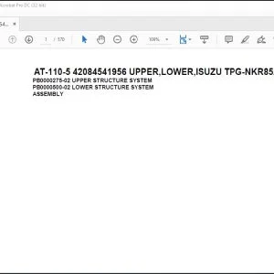Tadano Crane AT-110-5 42084541956 UPPER,LOWER,ISUZU TPG-NKR85AN-EE5AHY-JD Spare Parts Catalog Manual - PDF DOWNLOAD