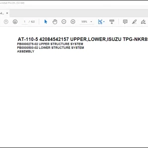 Tadano Crane AT-110-5 42084542157 UPPER,LOWER,ISUZU TPG-NKR85AN-EE5AHY-JM Spare Parts Catalog Manual - PDF DOWNLOAD