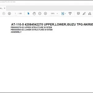 Tadano Crane AT-110-5 42084542270 UPPER,LOWER,ISUZU TPG-NKR85AN-EE5AHY-JM Spare Parts Catalog Manual - PDF DOWNLOAD