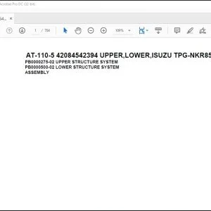 Tadano Crane AT-110-5 42084542394 UPPER,LOWER,ISUZU TPG-NKR85AN-EE5AHY-JM Spare Parts Catalog Manual - PDF DOWNLOAD