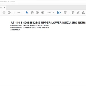 Tadano Crane AT-110-5 42084542543 UPPER,LOWER,ISUZU 2RG-NKR88AN-EE5AHY-JM Spare Parts Catalog Manual - PDF DOWNLOAD
