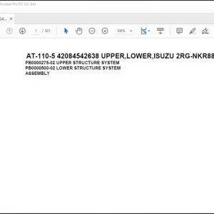 Tadano Crane AT-110-5 42084542638 UPPER,LOWER,ISUZU 2RG-NKR88AN-EE5AHY-JM Spare Parts Catalog Manual - PDF DOWNLOAD