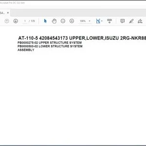 Tadano Crane AT-110-5 42084543173 UPPER,LOWER,ISUZU 2RG-NKR88AN-EE5AHY-JM Spare Parts Catalog Manual - PDF DOWNLOAD