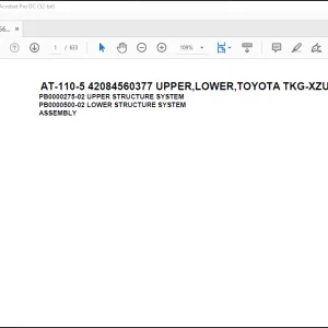Tadano Crane AT-110-5 42084560377 UPPER,LOWER,TOYOTA TKG-XZU600A-TYMMC6 Spare Parts Catalog Manual  - PDF DOWNLOAD