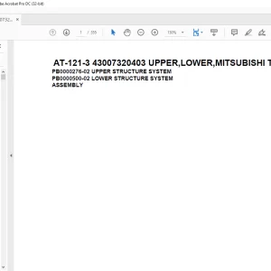 Tadano Crane AT-121-3 43007320403 UPPER,LOWER,MITSUBISHI TPG-FEA50B23S1H3 Spare Parts Catalog Manual - PDF DOWNLOAD
