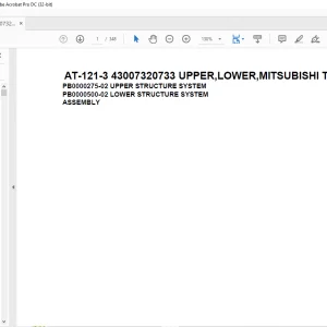 Tadano Crane AT-121-3 43007320733 UPPER,LOWER,MITSUBISHI TPG-FEA50B23S1H3 Spare Parts Catalog Manual - PDF DOWNLOAD