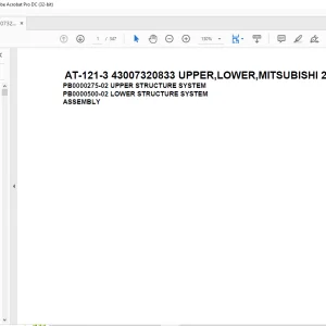 Tadano Crane AT-121-3 43007320833 UPPER,LOWER,MITSUBISHI 2PG-FEAV0B23S1HC Spare Parts Catalog Manual - PDF DOWNLOAD
