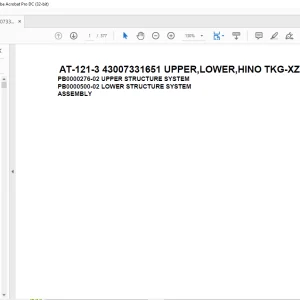 Tadano Crane AT-121-3 43007331651 UPPER,LOWER,HINO TKG-XZU600E-TKMQC6 Spare Parts Catalog Manual - PDF DOWNLOAD