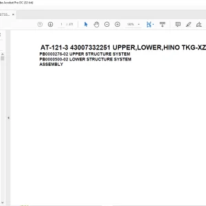 Tadano Crane AT-121-3 43007332251 UPPER,LOWER,HINO TKG-XZU600E-TKTQC6 Spare Parts Catalog Manual - PDF DOWNLOAD