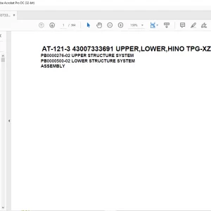 Tadano Crane AT-121-3 43007333691 UPPER,LOWER,HINO TPG-XZU600E-TKTQC6 Spare Parts Catalog Manual - PDF DOWNLOAD