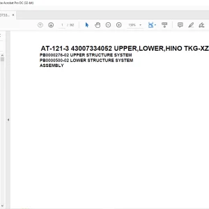 Tadano Crane AT-121-3 43007334052 UPPER,LOWER,HINO TKG-XZU600E-TKMQC6 Spare Parts Catalog Manual - PDF DOWNLOAD