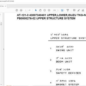 Tadano Crane AT-121-3 43007340401 UPPER,LOWER,ISUZU TKG-NKR85AN-EE5AHY Spare Parts Manual - PDF DOWNLOAD