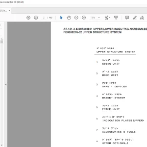 Tadano Crane AT-121-3 43007340801 UPPER,LOWER,ISUZU TKG-NKR85AN-EE5AHY-JD Spare Parts Manual - PDF DOWNLOAD