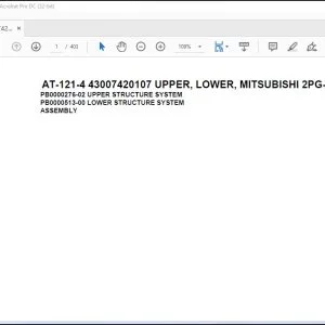 Tadano Crane AT-121-4 43007420107 UPPER, LOWER, MITSUBISHI 2PG-FEAV0B23S1 Spare Parts Manual- PDF DOWNLOAD