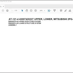 Tadano Crane AT-121-4 43007420227 UPPER, LOWER, MITSUBISHI 2PG-FEAV0B23S1 Spare Parts Manual - PDF DOWNLOAD