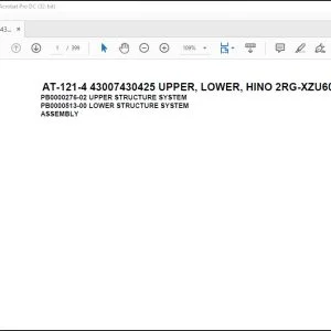 Tadano Crane AT-121-4 43007430425 UPPER, LOWER, HINO 2RG-XZU600X-TYTMX6 Spare Parts Catalog Manual - PDF DOWNLOAD