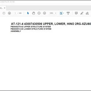 Tadano Crane AT-121-4 43007430506 UPPER, LOWER, HINO 2RG-XZU600X-TYTMX6 Spare Parts Catalog  Manual - PDF DOWNLOAD