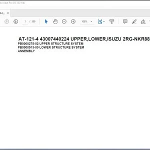 Tadano Crane AT-121-4 43007440224 UPPER,LOWER,ISUZU 2RG-NKR88AN-EE5AHY-JM Spare Parts Manual