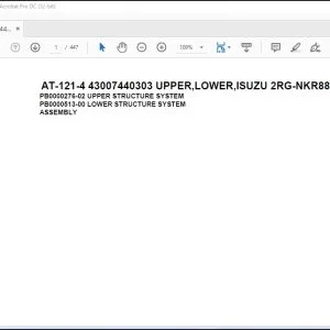 Tadano Crane AT-121-4 43007440303 UPPER,LOWER,ISUZU 2RG-NKR88AN-EE5AHY-JM Spare Parts Catalog Manual - PDF DOWNLOAD
