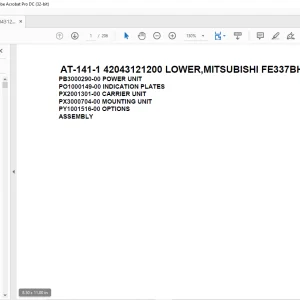 Tadano Crane AT-141-1 42043121200 LOWER,MITSUBISHI FE337BHZ Spare Parts Manual - PDF DOWNLOAD
