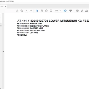 Tadano Crane AT-141-1 42043122700 LOWER,MITSUBISHI KC-FE538B6K Spare Parts Manual - PDF DOWNLOAD