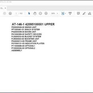 Tadano Crane AT-146-1 42095100001 UPPER Spare Parts Catalog Manual - PDF DOWNLOAD