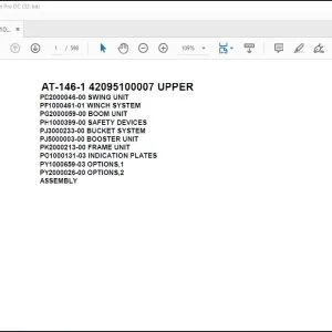 Tadano Crane AT-146-1 42095100007 UPPER Spare Parts Catalog Manual  -PDF DOWNLOAD