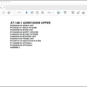 Tadano Crane AT-146-1 42095100009 UPPER Spare Parts Catalog Manual - PDF DOWNLOAD