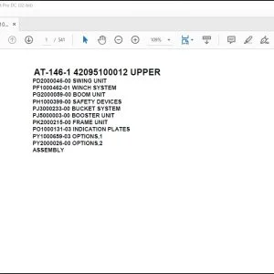 Tadano Crane AT-146-1 42095100012 UPPER Spare Parts Catalog Manual - PDF DOWNLOAD